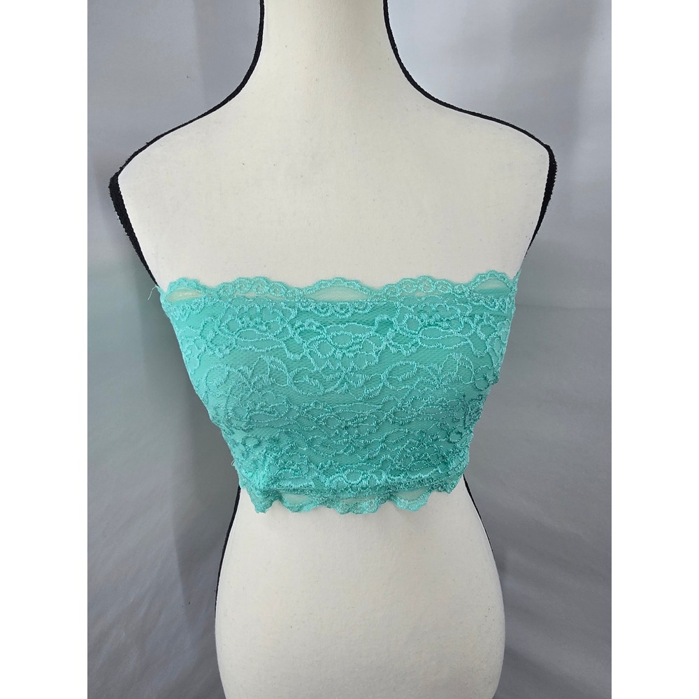 Bozzolo Women Mint Green Floral Lace Bandeau Strapless Tube Top Medium NWT